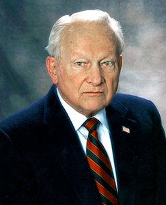 A man wearing a formal suit and tie, standing confidently with a neutral expression.