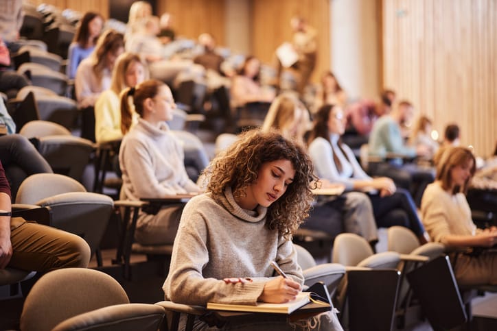 Writing an exam at the university!