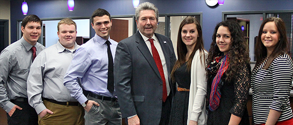 Dr. Rice with students supported by proceeds from last year's RSU Pryor Scholarship Fundraising Breakfast.