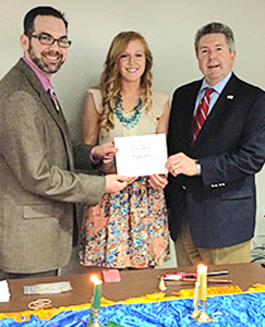 RSU President Dr. Larry Rice, student Alexandra Warren and Alpha Chi advisor and Director of RSU Honors Program Dr. Jim Ford.