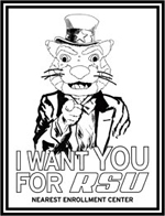 Hillcat dressed as Uncle Sam saying I want You for RSU