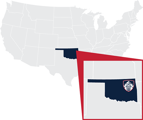 Map of United States with Oklahoma highlighted and showing RSU location.