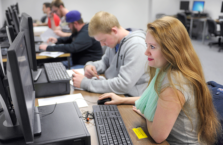 Students working in the computer lab.