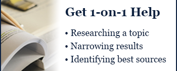 Get 1-on-1 help researching a topic, narrowing results, identifying best sources.