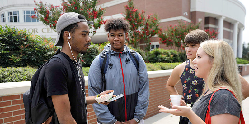 group of students talking