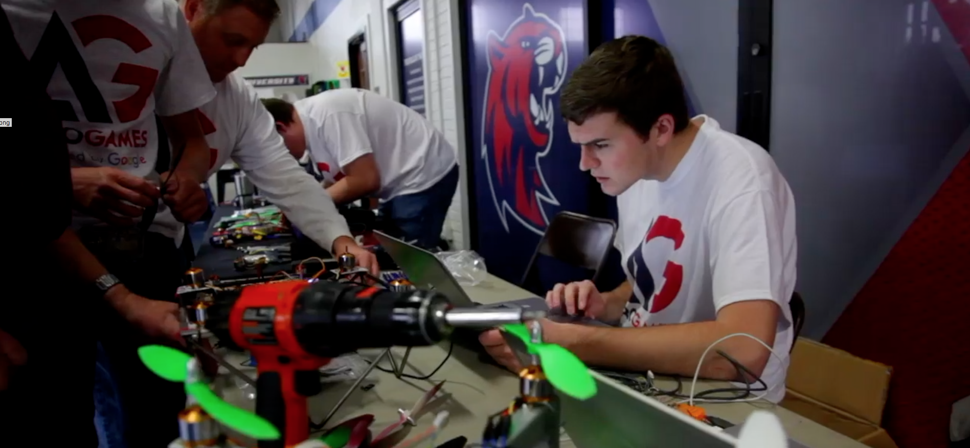 Students building drones