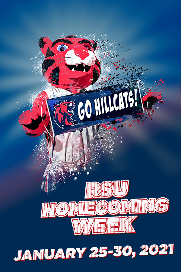 mascot holding Go Hillcats sign