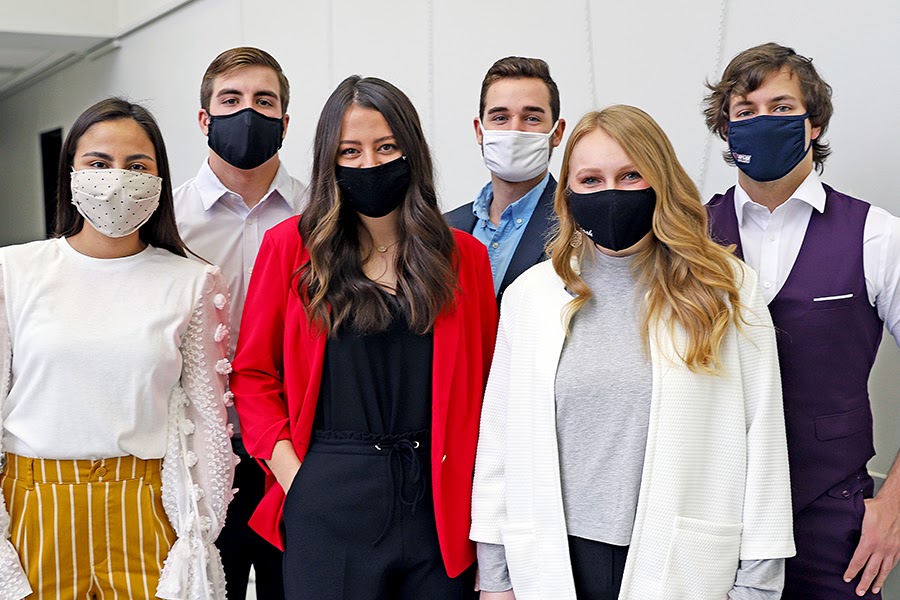 group of students wearing mask