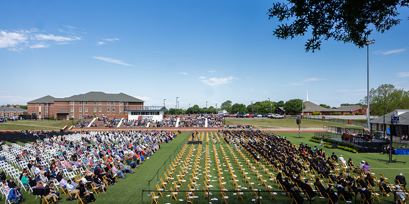 Wide angle shot of graduation