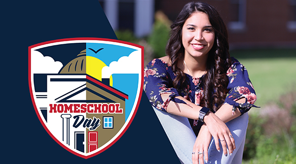 Homeschool day logo with girl sitting on ground