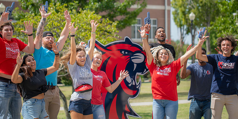 Students jumping with spirit