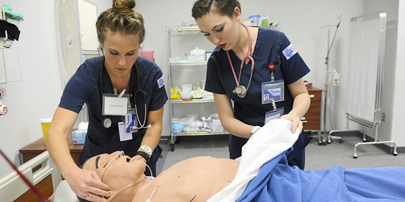 nursing students in scrubs
