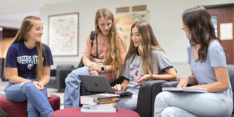 students talking in lounge