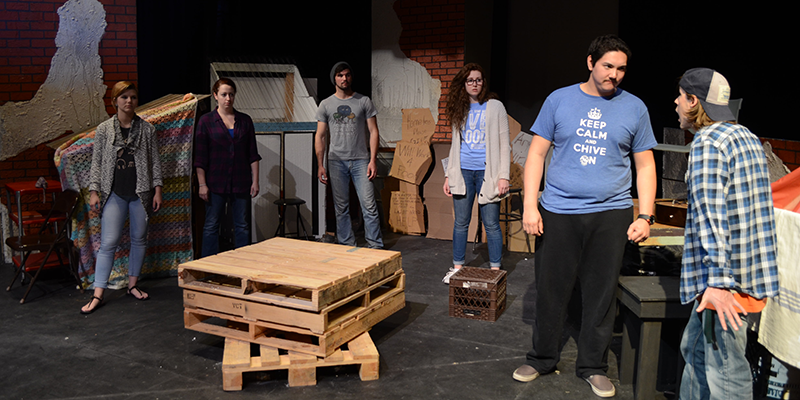 students on stage