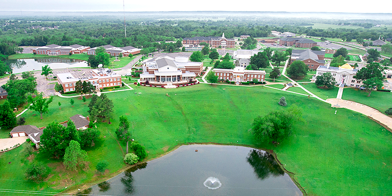 aerial view of college campus