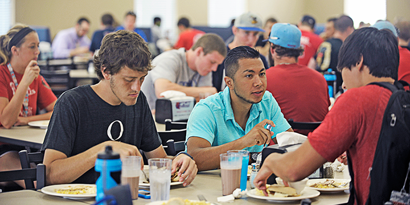 students eating