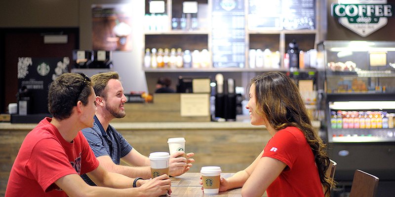 students having coffe at the coffee bar