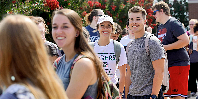 students standing in line