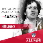 Hill Legacy Alumni Award - old black and white of man by tree