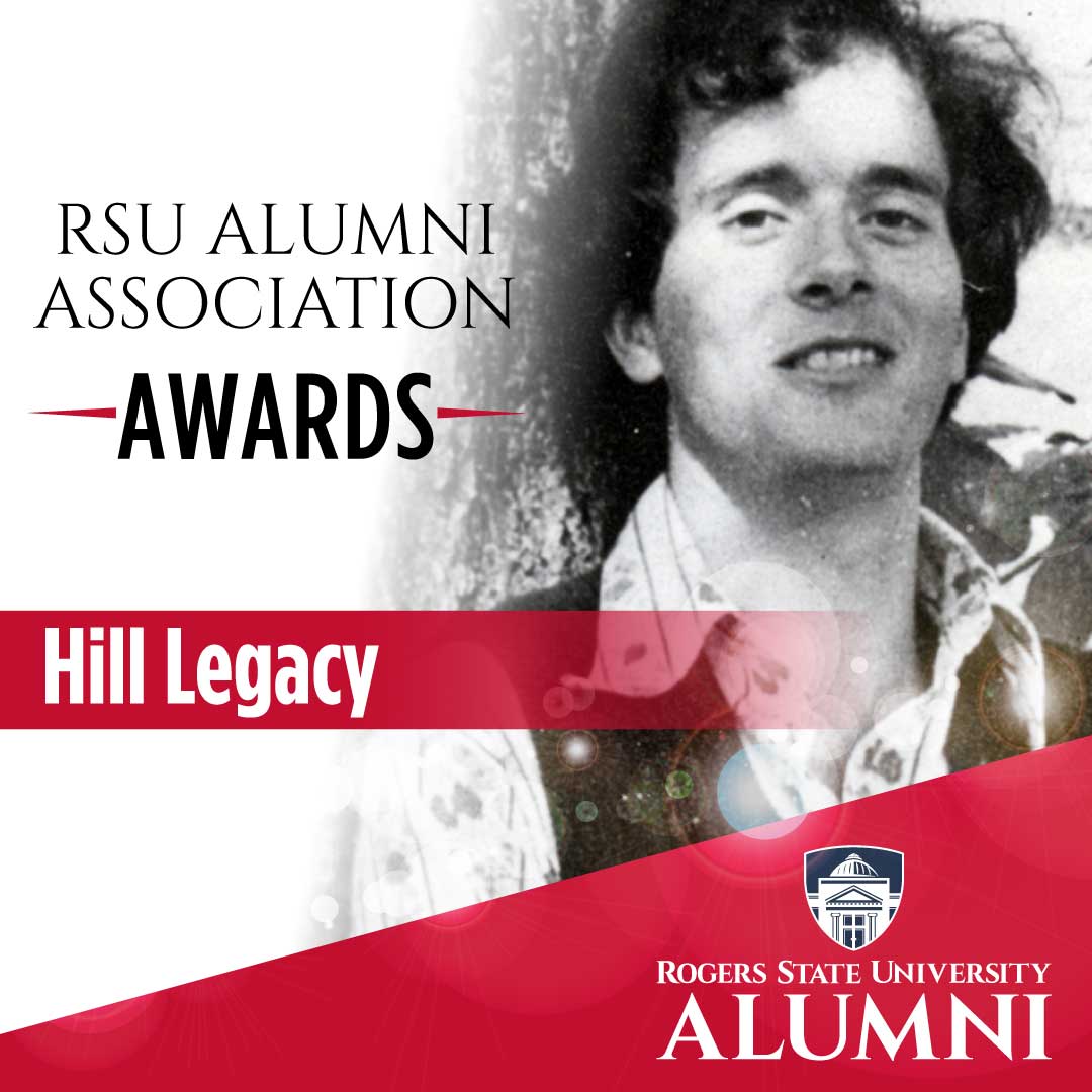 Hill Legacy Alumni Award - black and white photo of man by tree