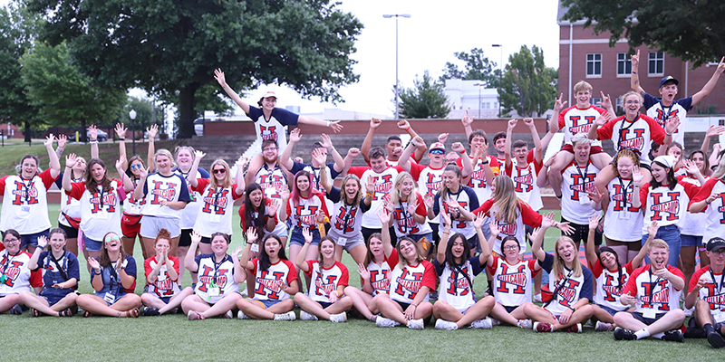 large group of college students posing for pic