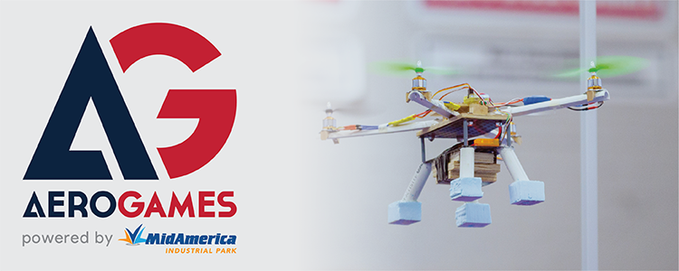 drone with AeroGames logo