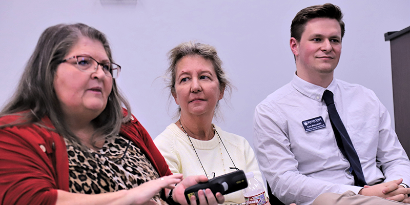 Panelists for RSU’s ‘Your Vote Matters’ discussion included Rogers County Election Board Secretary Julie Dermody (from left), distinguished professor Dr. Carolyn Taylor, and Jake Brillhart, RSU accessibility and disability resources and student programming assessment coordinator.