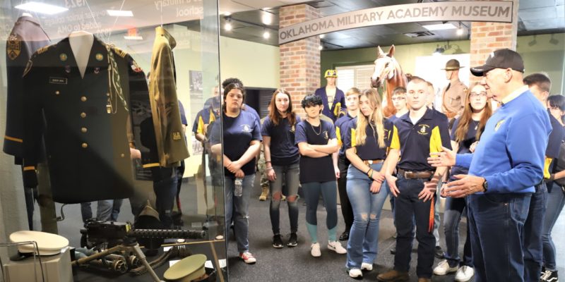 students touring museum