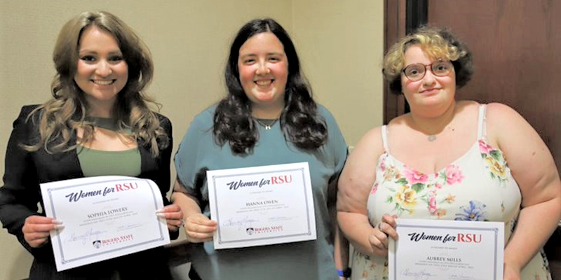 Women for RSU scholarship recipients were Sophia Lowery (from left), Hanna Owen and Aubrey Mills.