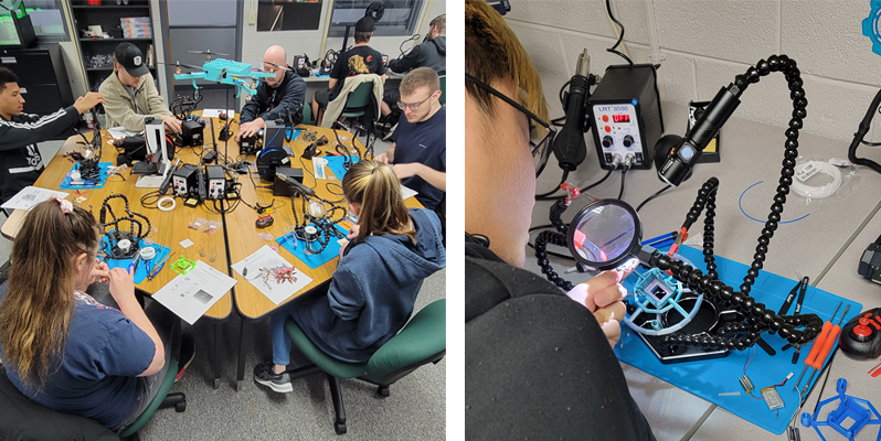 students building drones