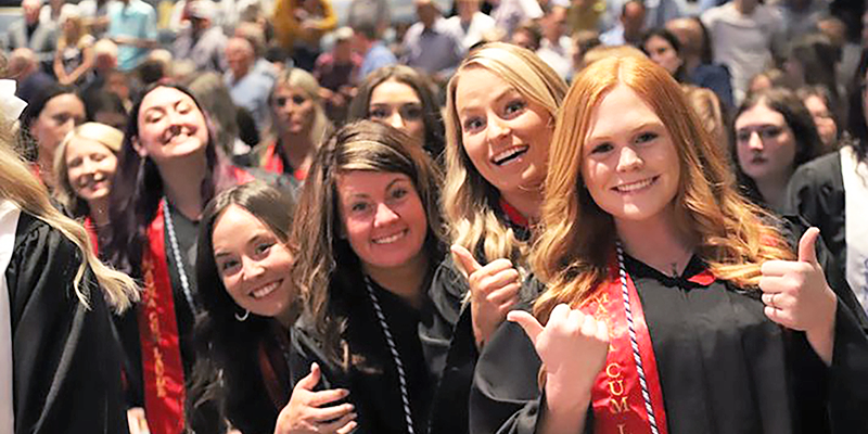 Nursing students at pinning ceremony.