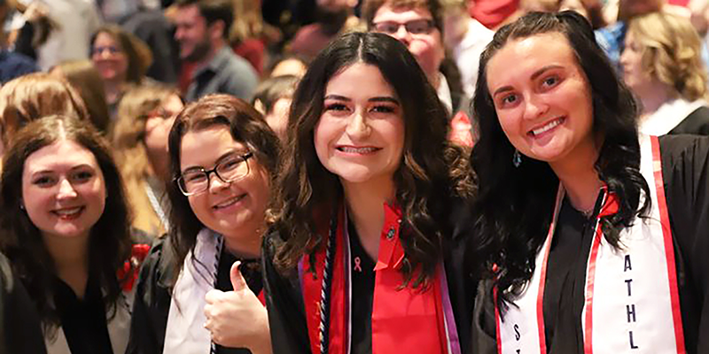 Nursing students at pinning ceremony.