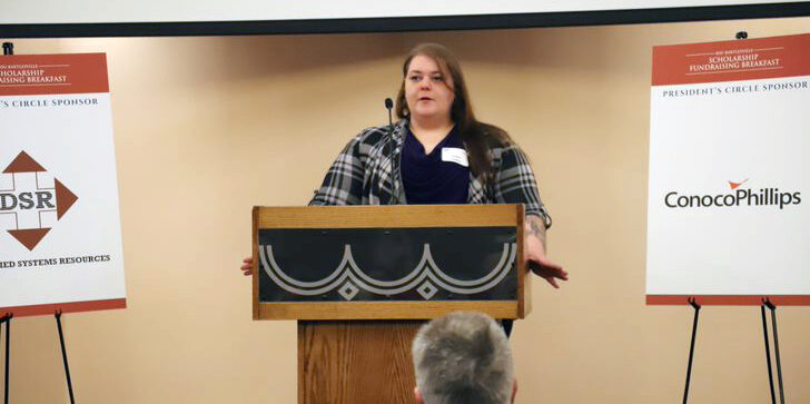 woman at podium