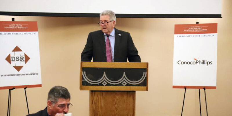 man at podium