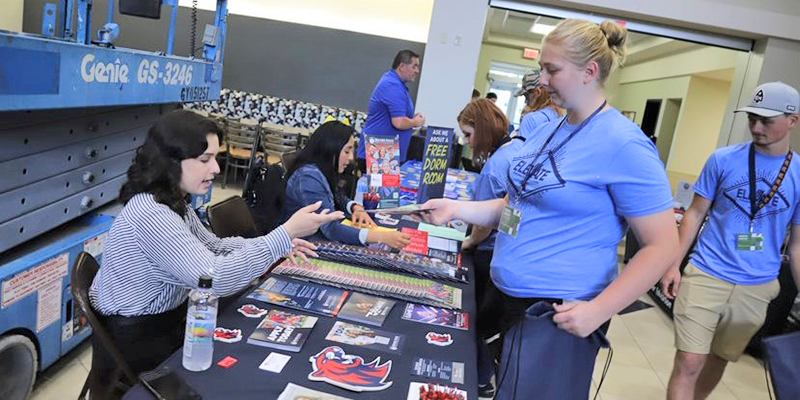 students browsing a career fair