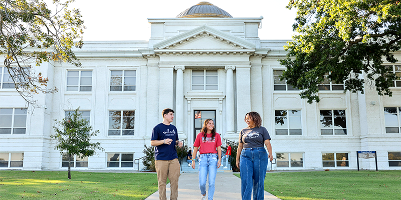 students walking on college campus