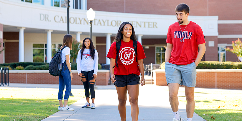 Students walking on college campus