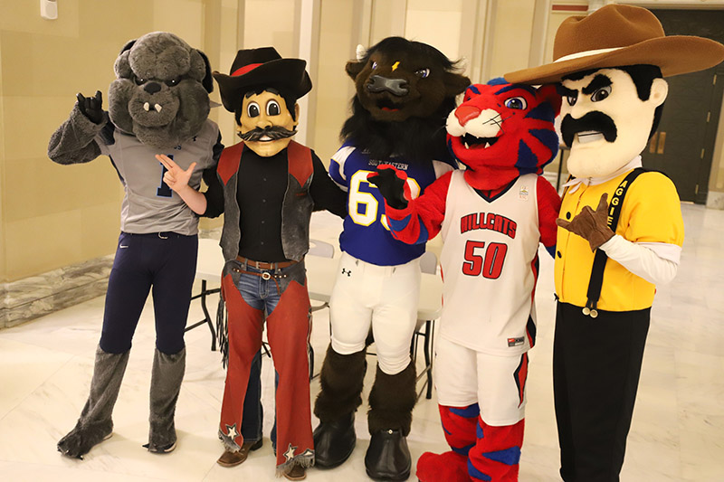 several mascots posing