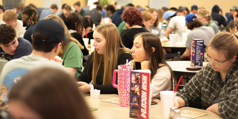 students playing bingo