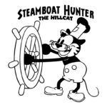 Steamboat hunter-cartoon hunter with wooden steering wheel