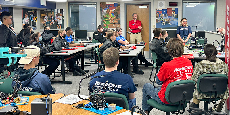 Students in classroom learning about STEM degrees.