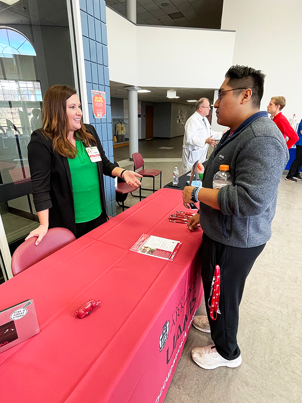 Students at a graduate college fair