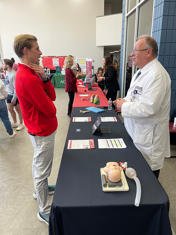 Students at a graduate college fair