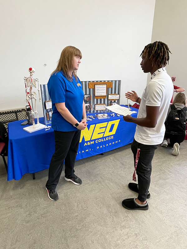 Students at a graduate college fair