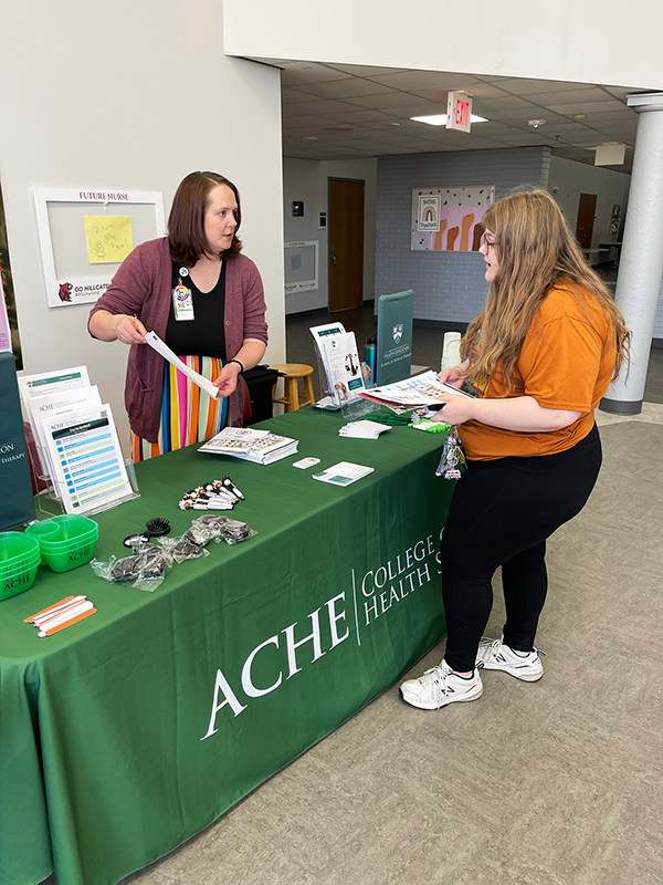 Students at a graduate college fair