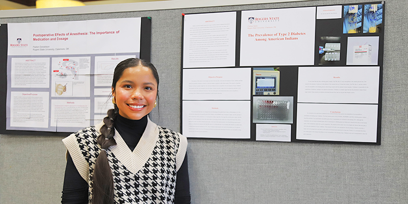 Purcell native Chelsea Spain shows her research on the prevalence of type 2 diabetes among American Indians. Spain is a medical molecular biology major.