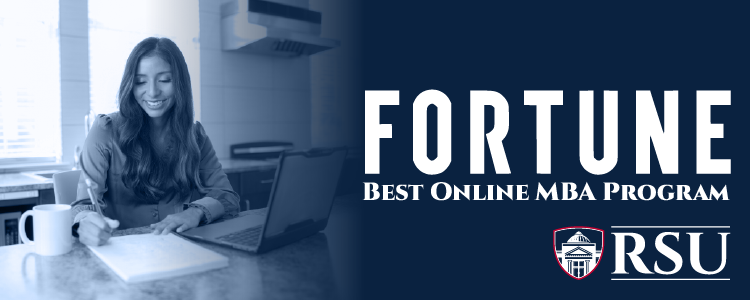 Girl studying on laptop. Fortune Best online MBA program