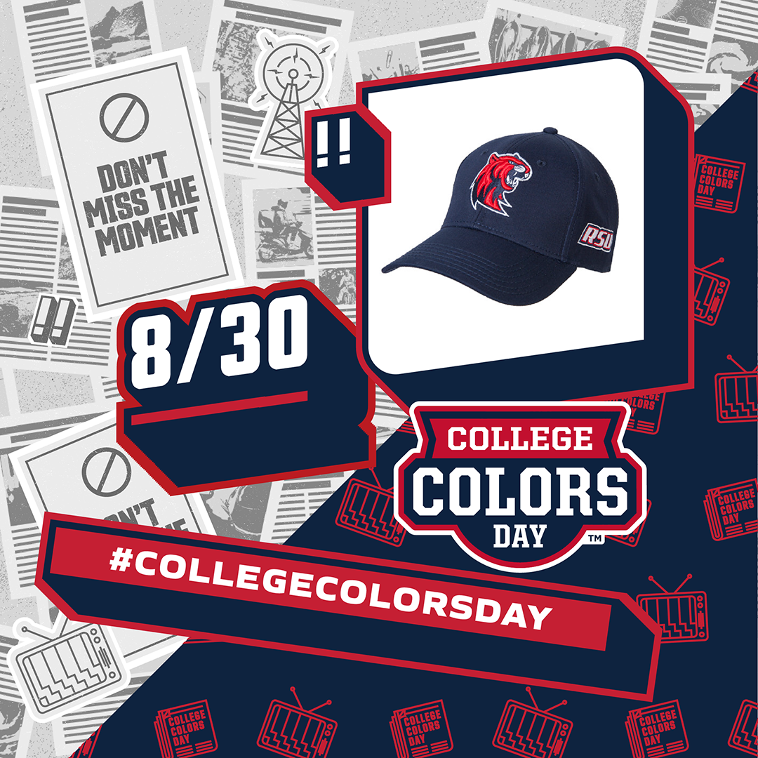 8/30 national college colors day hat with hillcat on front