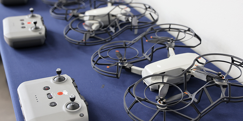 A table full of drones